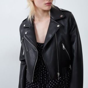 ZARA Black Faux Leather Jacket NWOT